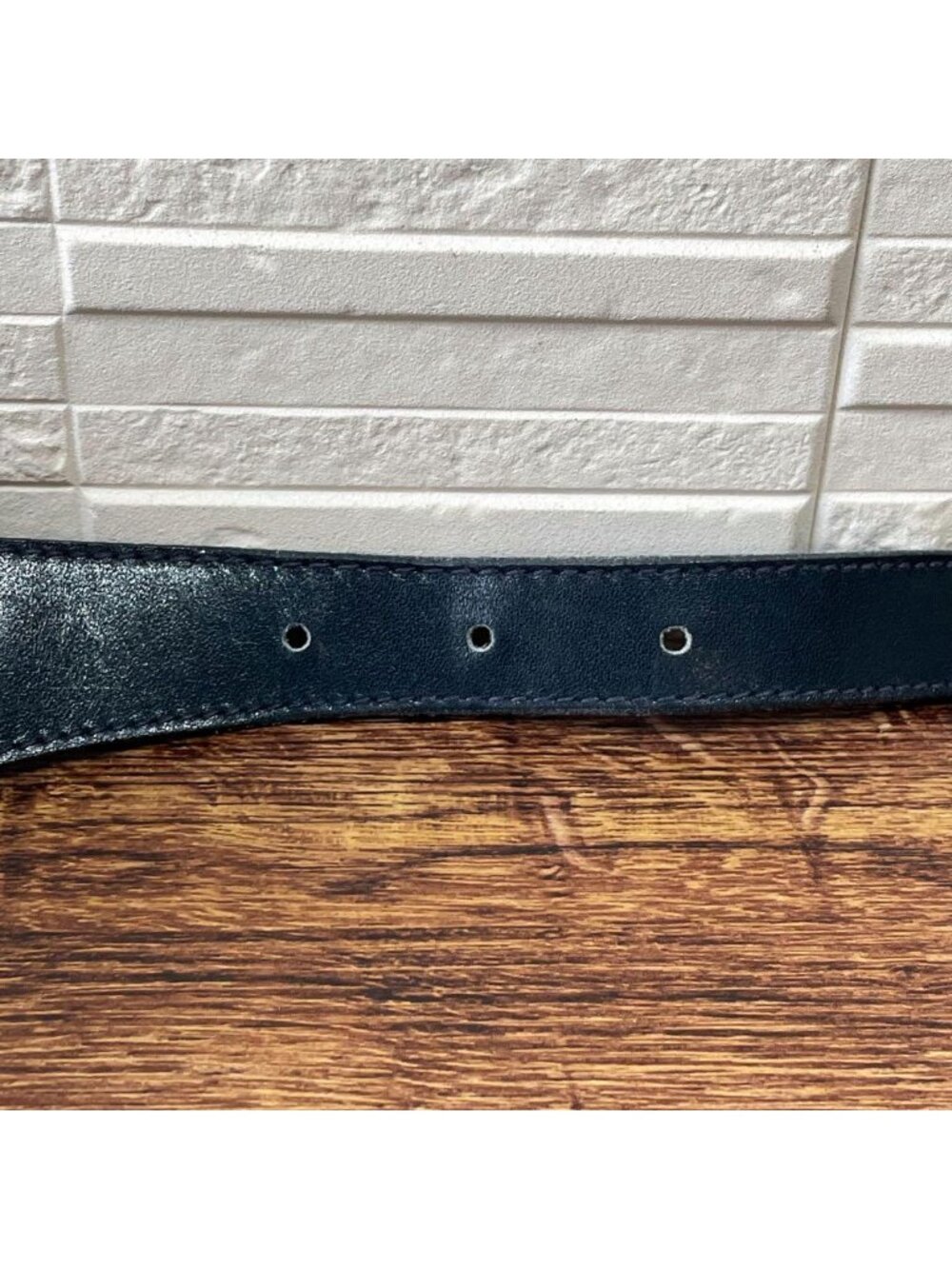 Gucci GG Leather Belt Gold Buckle Navy Hysteria - Picture 8 of 10